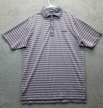 FootJoy Polo Shirt Mens Medium Multi Striped High Low Slit Short Sleeve Collared - £22.46 GBP