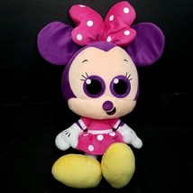 Disney Minnie Mouse Pink Purple Sparkle Glitter Eyes Plush Stuffed Anima... - £27.25 GBP