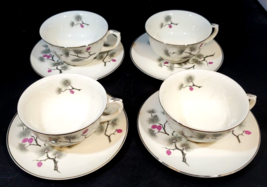 Set of 4 Pope Gosser &quot;Silver Pine&quot; Tea/Coffee Cups and Saucers - £35.60 GBP