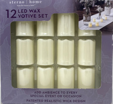 Sterno Home LED Wax Votive Candle Set 12Pk Flameless 100 Hours Battery Run Time - £19.39 GBP