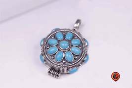 Gau, Reliquary, Buddhist protection pendant. Arizona Turquoise. Silver - £219.18 GBP