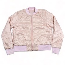 Lululemon Non-Stop Bomber Jacket Womens 12 Pink Reversible Insulated Zip Puffer - £35.36 GBP