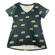 Lularoe Womens M Green VW Van Print Classic T V-Neck Short Sleeve Hi-Low... - $9.99