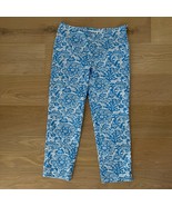J. McLaughlin Capri Pants White Blue sz 6 Floral Lace - $39.99