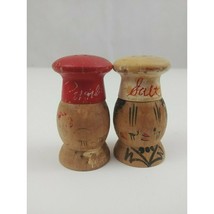 Vintage Wooden 2.5&quot; Salt &amp; Pepper Shakers - £3.82 GBP
