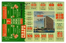 CRAPS Gaming Guide Postcard The Dunes Hotel Las Vegas Nevada - £11.24 GBP