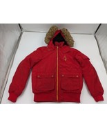 Baby Phat Puffer Jacket Red Hooded Faux Fur Trim Vintage Coat Y2K Women ... - £39.51 GBP