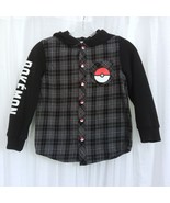 Pokémon Pikachu Hoodie Plaid Flannel Shirt *VERY RARE* Poké Ball Snap Fr... - $72.19