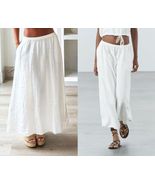 $89 NWT ZARA 100% LINEN MIDI SKIRT ZW COLLECTION / SIDE POCKETS~ XL - $76.49