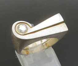 925 Silver - Vintage Wrapped Cubic Zirconia Flat Square Ring Sz 6 - RG24496 - £51.62 GBP