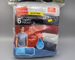 Hanes Mens 6 Pack Tshirts Pocket Tee Shirt Size Small (34”-36”) Tagless NEW - $19.34