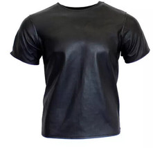 Men Genuine Lambskin Leather T-shirt Zipper Summer Handmade Stylish Casu... - $100.99+