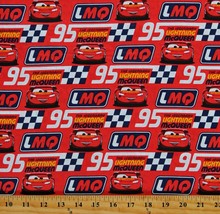 Cotton Lightning McQueen Disney Cars Kids Fabric Print by the Yard D602.38 - £7.93 GBP