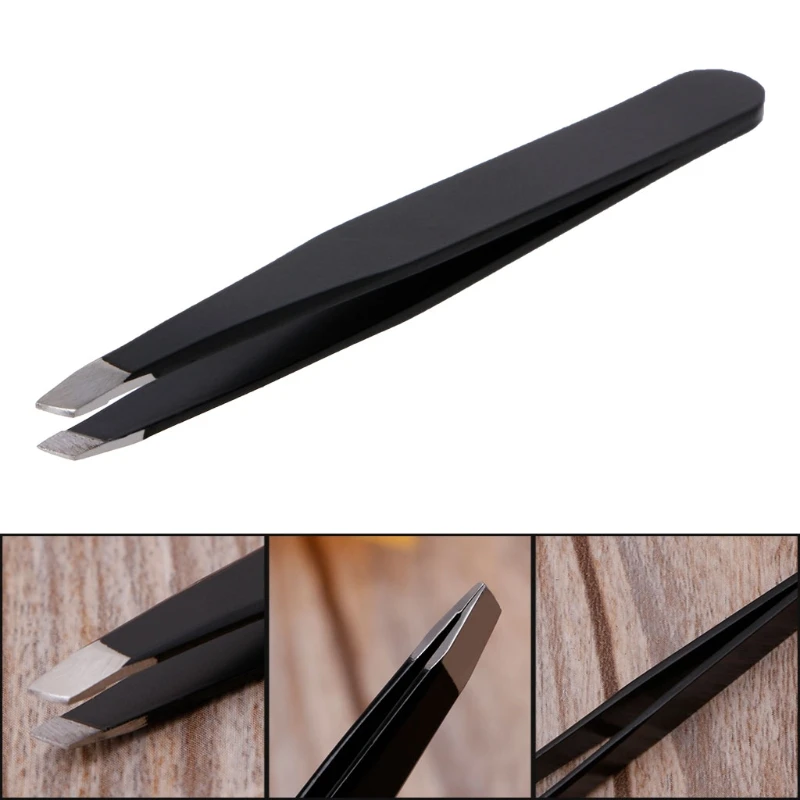 Professional eyebrow tweezer slant tip hair removal stainless steel makeup tools thumb200