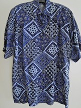 Ladies Shirt Size M Straight Cut Blue Print S/S Shirt $48 Value by EXPRE... - £10.74 GBP