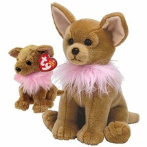 Divalectable Chihuahua with Pink Boa Dog Ty Beanie Baby &amp; Buddy Set Retired MWMT - £27.64 GBP