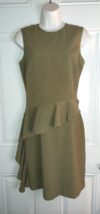 MARC NEW YORK Andrew Marc Sleeveless Khaki Green A-Line Ruffle Dress Size 2 - £12.17 GBP
