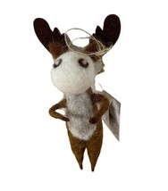 Silver Tree Felted Brown and White Woolly Moose Ornament Lodge Cabin Gif... - £7.40 GBP