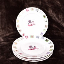 Vintage Gibson Snowman Kitchen Small Plates Household Set of 4 - $13.48