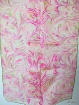 Vintage Abstract Scarf  40 x 13&quot; Pinks and Gold - £12.98 GBP