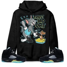 Jordan 5 Aqua Hoodie, Trust No One Cat And Mouse, Shirt To Match Sneaker Hoodie - £29.65 GBP+