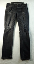 American Eagle Skinny Ripped Jeans Stretch Womens Size 31 Black Denim Pu... - £13.20 GBP