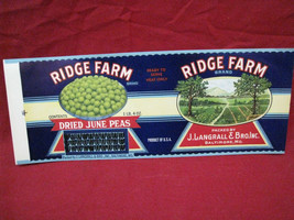 Vintage Ridge Farm Dried June Peas Advertising Paper label - £11.67 GBP