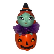 Halloween Witch Riding Pumpkin Cute Decor 5.5&quot; (Chipping On Back, SHIPS ... - $307.64 MXN