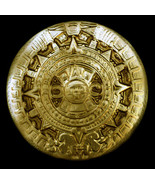 Ancient Aztec Inca Maya Mayan sculpture plaque Gold Finish replica repro... - $39.39 CAD
