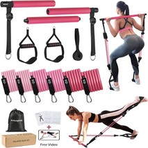 Upgraded Pilates Bar Kit With Resistance Bands Natural Latex For, Body Workouts - £38.28 GBP