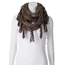 Madden Girl Infinity Scarf Tribal Fringed Trim Brown Womens Orig Price $38 Soft - £9.45 GBP
