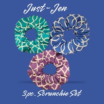 Scrunchie 3pc Bundle Set Includes Teal, Blue,  Lavender, and White Strip... - £7.85 GBP