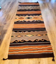 Saddle Blanket Rug Southwestern Wool Blend 96&quot; x 29&quot; Carpet VG Vintage El Paso - £79.12 GBP