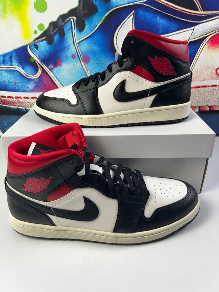 Primary image for Authenticity Guarantee 
Nike Air Jordan 1 Mid Women’s Size 12 White Black Red...