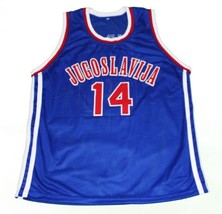 Dino Radja #14 Jugoslavija Yugoslavia Basketball Jersey New Sewn Blue Any Size image 4