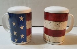 Vintage 1997 Warren Kimble Colonial USA Flag Salt &amp; Pepper Shakers 4.5&quot; ... - $17.52