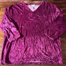 Velour Shirt Red Pullover Size 1X Dressbarn Wine Burgundy Holiday - £28.03 GBP