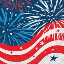 Fireworks July 4th Beverage Napkins Memorial Veterans Day 16 ct - $3.65