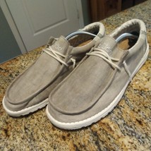 Hey Dude Mens Wally Linen Natural Khaki Canvas Casual Comfort Shoes US 12 - $44.55