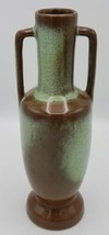 Frankoma 60s 70s MCM Double Handle Jar Vase Praire Green Brown 6.75 inch... - $28.04