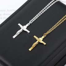 Christian Jesus Cross Necklace For Women Men Stainless Steel Chains Choker Relig - £11.21 GBP