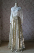 Gold Sequin Maxi Skirt Women Plus Size Sequin Maxi Skirt Holiday Sparkly Skirts image 6