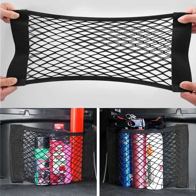 Car Back Rear Trunk Storage Net Seat Elastic String Net Pocket Sticker Mesh - £10.81 GBP+