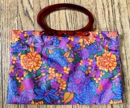 Vintage Lady’s Pride Vibrant Floral Purse Convertible Tote Bag Groovy St... - £17.87 GBP