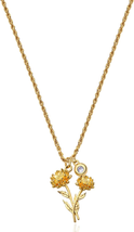Mother&#39;s Day Gifts for Mom, Women Birth Flower Necklace Gold Birthstone 12 Month - £21.55 GBP