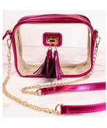 Addison Clear Crossbody Bag with Tassel Metallic Fuchsia - $48.07 CAD