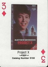 Project X RARE 1988 CBS Fox Promotional Playing Card Matthew Broderick - £15.81 GBP