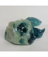 vintage Guernsey Glass 7oz Blue &amp; Cream Slag Glass Cullet paper weight a... - $322.93 MXN