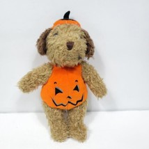 Halloween Old Navy Brown Puppy Plush Jack O Lantern Pumpkin Stuffed Animal 8&quot; - £15.95 GBP