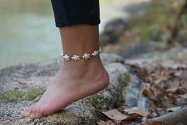 White Turtle Boho Silver Anklet - £9.99 GBP